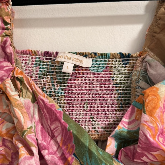 Love the Label Cotton Floral Peplum Puff Sleeve Blouse - Picture 2 of 4